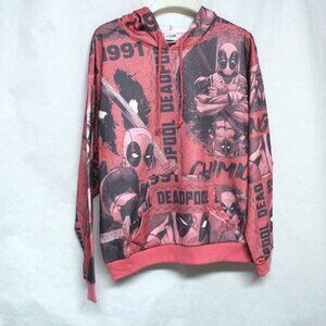 Men's Large 42-44 Graphic Marvel Deadpool Hoodie With Kangaroo Pockets